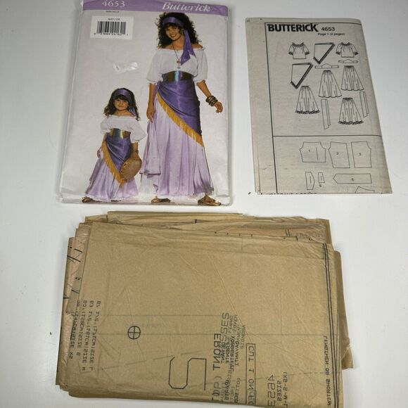 Vintage 1990s Butterick 4653 Misses' 6-14 & Girl's 2-6X Gypsy Peasant Costume - Picture 5 of 5